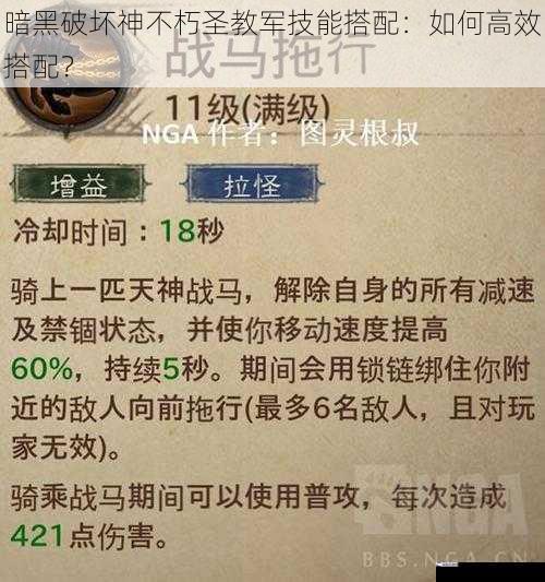 暗黑破坏神不朽圣教军技能搭配：如何高效搭配？