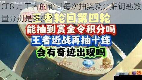 CF8 月王者的轮回每次抽奖及分解钥匙数量分别是多少？