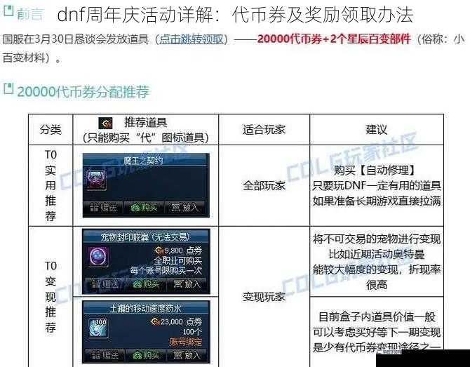 dnf周年庆活动详解：代币券及奖励领取办法