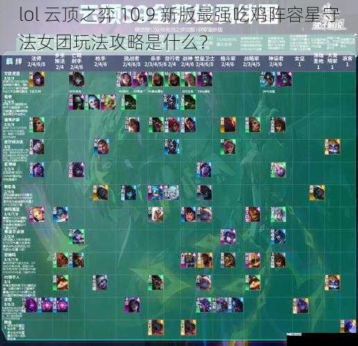 lol 云顶之弈 10.9 新版最强吃鸡阵容星守法女团玩法攻略是什么？