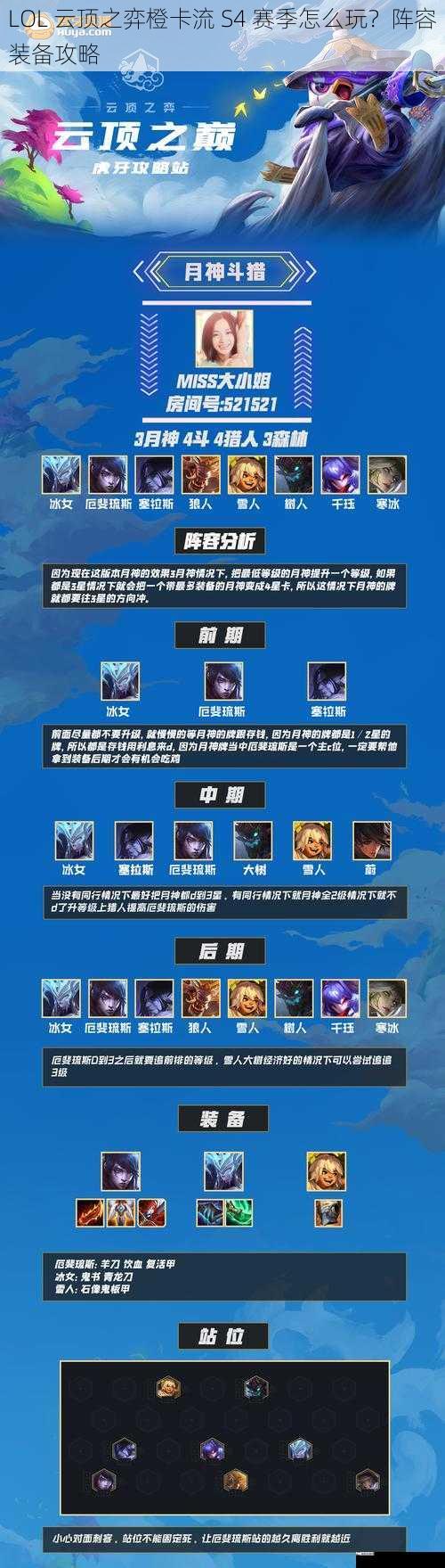 LOL 云顶之弈橙卡流 S4 赛季怎么玩？阵容装备攻略