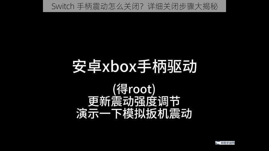 Switch 手柄震动怎么关闭？详细关闭步骤大揭秘