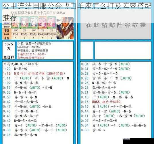 公主连结国服公会战白羊座怎么打及阵容搭配推荐
