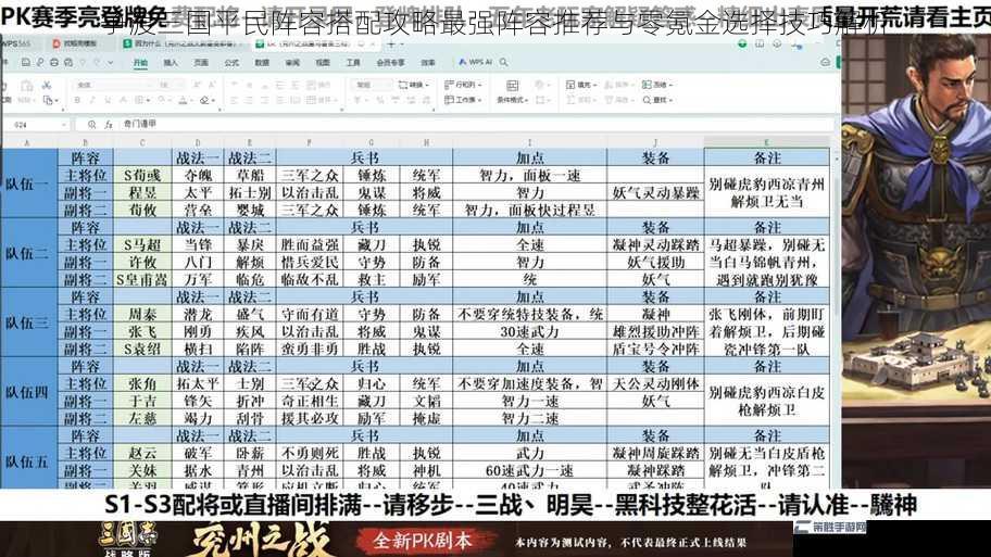 争渡三国平民阵容搭配攻略最强阵容推荐与零氪金选择技巧解析