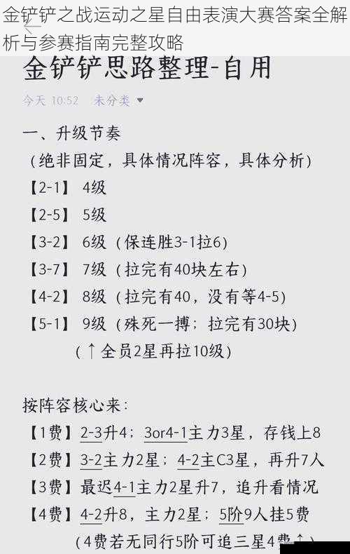 金铲铲之战运动之星自由表演大赛答案全解析与参赛指南完整攻略