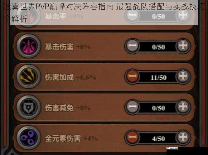 迷雾世界PVP巅峰对决阵容指南 最强战队搭配与实战技巧全解析