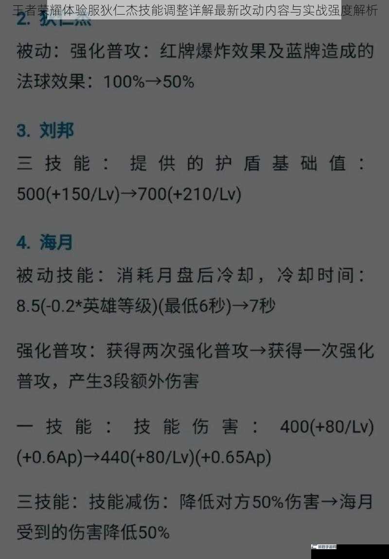 王者荣耀体验服狄仁杰技能调整详解最新改动内容与实战强度解析